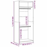 vidaXL Armoire en chêne noir - 80 x 50 x 200 cm  conçue en bois d'ingénierie