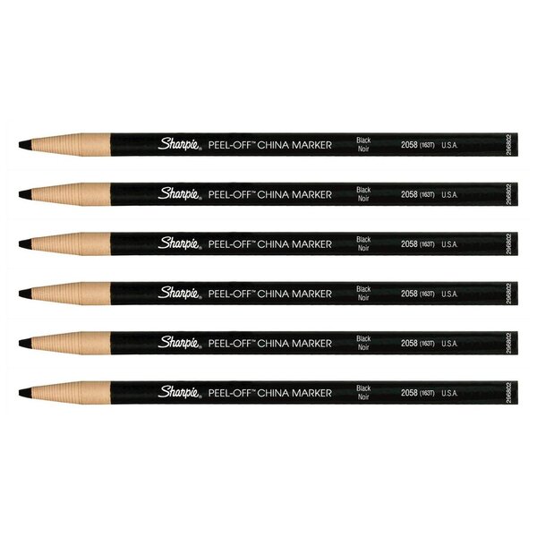 Marqueur Polyvalent China Marker Pointe Fine 2 mm Noir x 6 SHARPIE