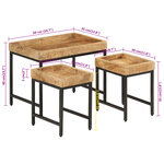 vidaXL Tables basses gigognes 3Pièces bois de manguier massif brut et fer