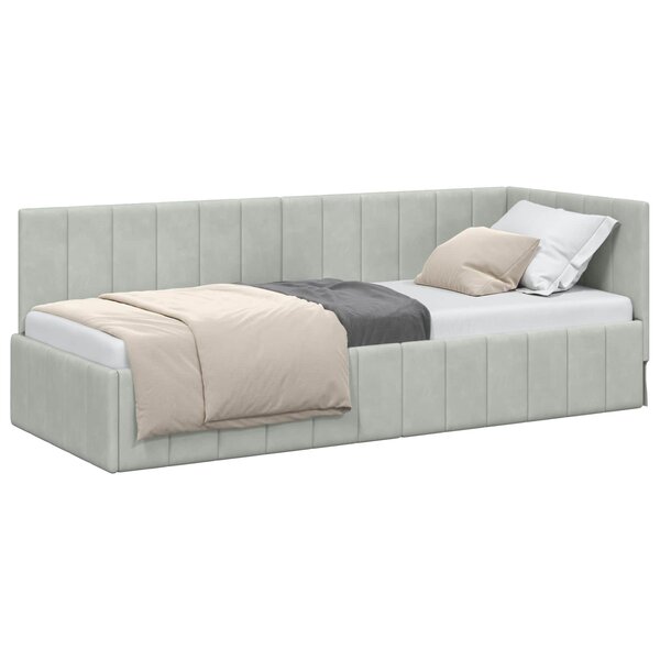 vidaXL Cadre de lit d'angle Gris clair 80 x 200 cm Velours