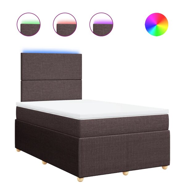 vidaXL Sommier à lattes de lit et matelas marron foncé 120x190cm tissu