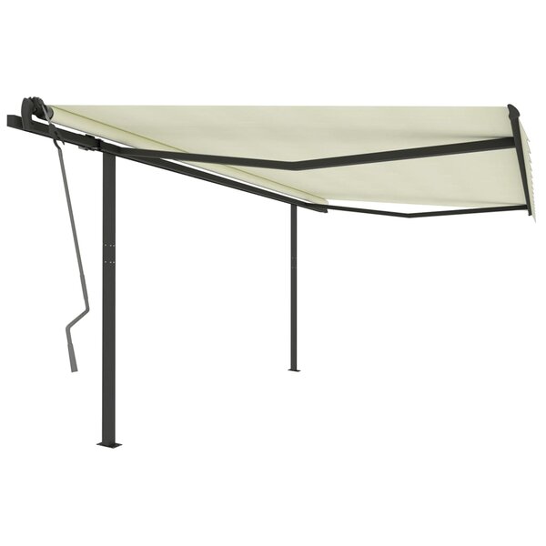vidaXL Auvent automatique rétractable avec poteaux 4 5x3 m Crème