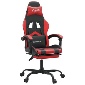 vidaXL Chaise de jeu avec repose-pied Noir et rouge Similicuir