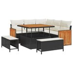 vidaXL Ensemble de canapé de jardin avec coussin 8 Pièces Noir et Crème