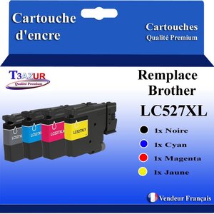 T3AZUR - 4x Toners compatibles avec Brother MFC-J6960DW MFC-J6975DW MFC-J6977DW remplace Brother LC527 XL