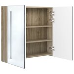 vidaXL Armoire de salle de bain à miroir LED blanc et chêne 62x14x60cm