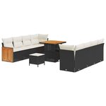 vidaXL Ensemble de canapé de jardin avec coussin 11 Pièces Noir et crème