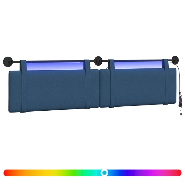 vidaXL Tête de lit suspendue Bleu Tissu