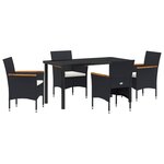 vidaXL Ensemble de jardin de 5 pièces en poly rotin noir
