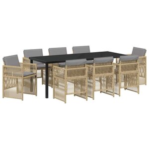 vidaXL Ensemble de salle à manger pour jardin 9 pc Beige