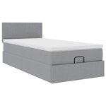 vidaXL Lit ottoman avec matelas et LED Gris clair 80x200cm tissu
