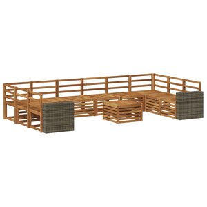 vidaXL Ensemble de canapés d'extérieur 11 Pièces Naturel