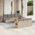 vidaXL Salon de jardin et coussins 11 Pièces mélange beige résine tressée
