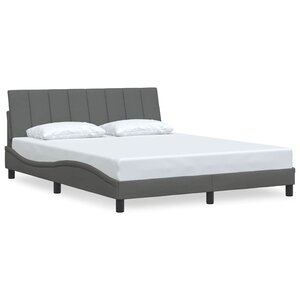 vidaXL Cadre de lit sans matelas Hanko gris foncé 160x200 cm tissu