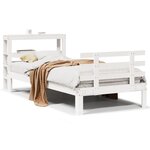vidaXL Cadre de lit avec tête de lit sans matelas blanc 75x190 cm