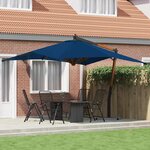 vidaXL Parasol de jardin en porte-à-faux avec mât en bois bleu azuré