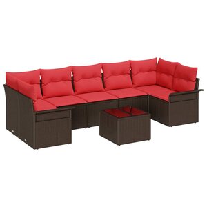 vidaXL Ensemble de canapé de jardin 8 Pièces Marron polyrotin