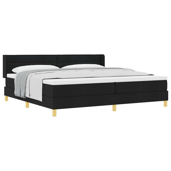 vidaXL Lit à ressorts avec matelas Noir 200 x 200 cm Polyester