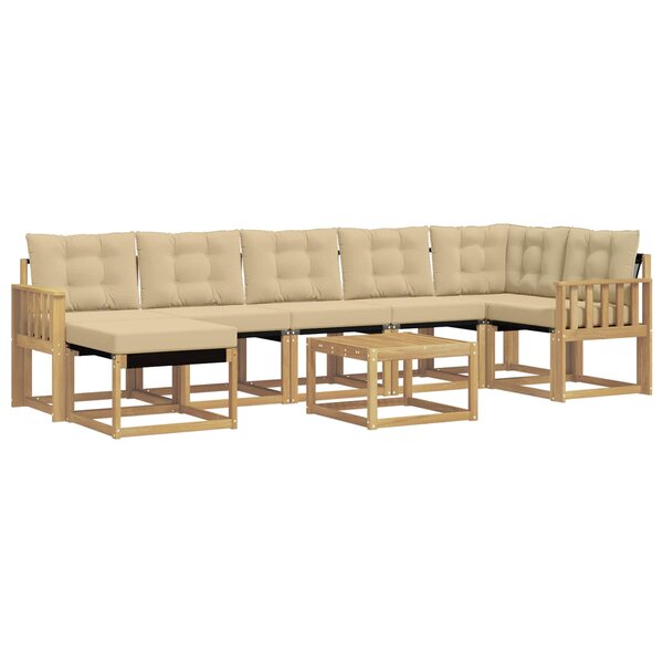 vidaXL Ensemble de canapés d'extérieur 8 Pièces Blanc et Beige