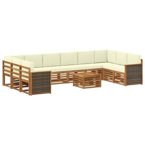 vidaXL Ensemble de canapés d'extérieur 8 pc Naturel et Crème