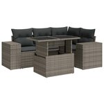 vidaXL Salon de jardin 5 Pièces avec coussins gris résine tressée