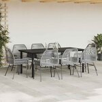 vidaXL Ensemble à manger jardin coussins 9 Pièces gris poly rotin verre