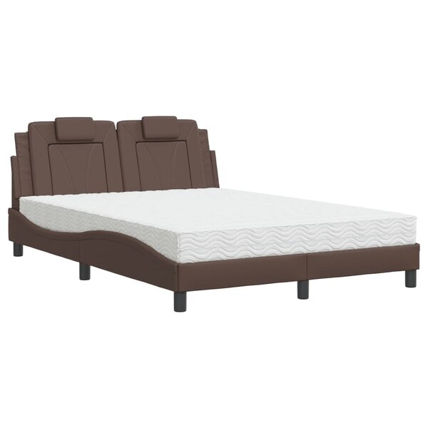 vidaXL Lit avec matelas marron 140x190 cm similicuir