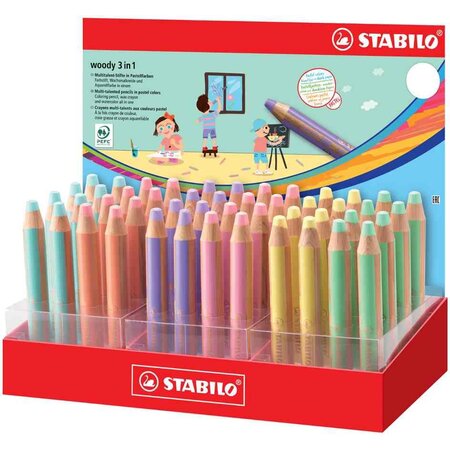 Crayons multi-talents woody 3 en 1  présentoir de 48 STABILO