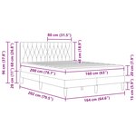 vidaXL Cadre de lit avec matelas Gris clair 160 x 200 cm Velours