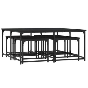 vidaXL Tables basses gigognes 5 Pièces noir bois d'ingénierie