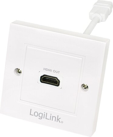 Prise à encastrer + Plastron LogiLink HDMI femelle (Type A) 1.4 vers HDMI femelle (Type A) (Blanc)