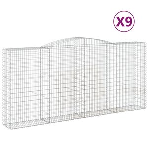 vidaXL Paniers à gabions arqués 9 Pièces 400x50x180/200 cm Fer galvanisé