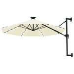 vidaXL Parasol mural avec mât métallique et LED 300 cm Sable