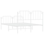 vidaXL Cadre de lit métal sans matelas et pied de lit blanc 140x190 cm