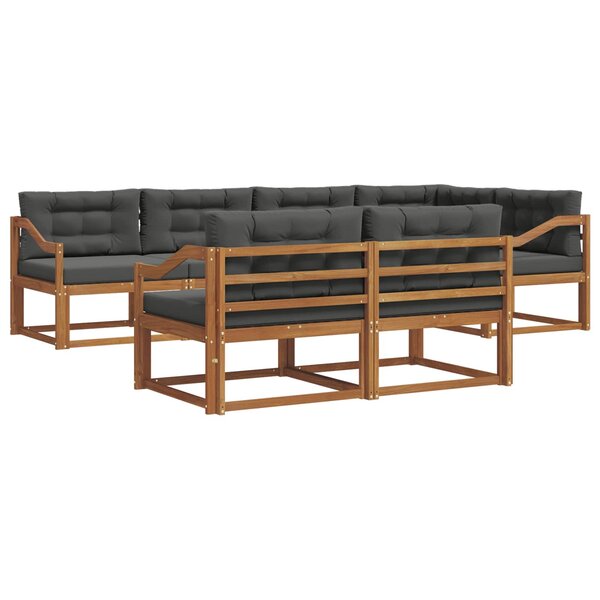 vidaXL Ensemble de canapés d'extérieur 8 pc Naturel et Anthracite