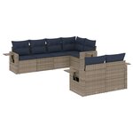 vidaXL Salon de jardin 7 Pièces avec coussins gris résine tressée