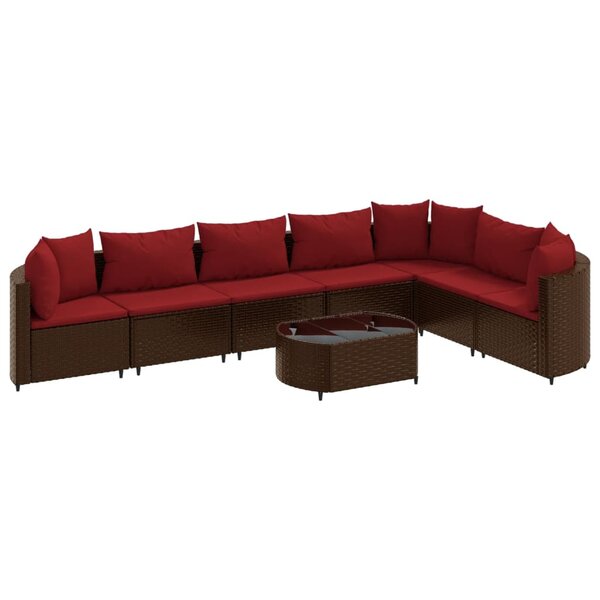 vidaXL Salon de jardin 8 Pièces avec coussins marron résine tressée