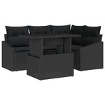 vidaXL Ensemble de Salon de Jardin 5 Pièces Avec Coussins Noirs en Poly Rattan