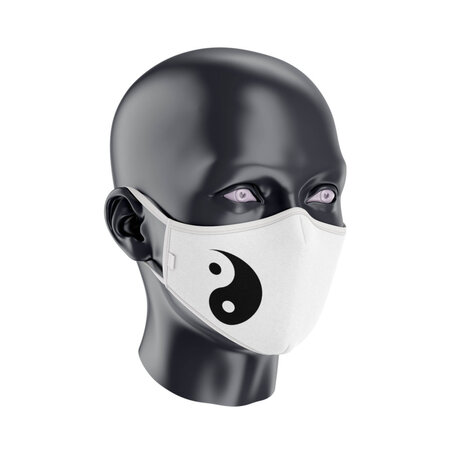 Masque Distinction Yin Yang Blanc - Masque tissu lavable 50 fois