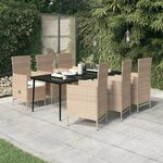 vidaXL Ensemble de salle à manger de jardin avec coussins 7 Pièces Beige