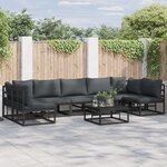 vidaXL Ensemble de canapé de jardin 7 Pièces Noir 353 x 141 5 x 71 cm