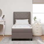 vidaXL Lit à ressorts avec matelas Taupe 100 x 200 cm tissu