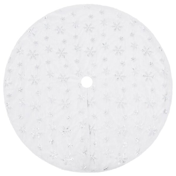 vidaXL Jupe de sapin de Noël de luxe blanche 150 cm en fausse fourrure