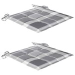 vidaXL Chaises de jardin lot de 2 avec coussins à carreaux gris Teck