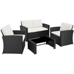 Tectake Salon bas de jardin LUCQUES 4 places - noir