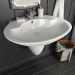 vidaXL Lavabo mural céramique blanc 690x520x210 mm