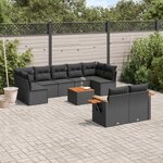 vidaXL Salon de jardin 10 Pièces avec coussins noir résine tressée