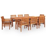 vidaXL Ensemble à manger d'extérieur 9 Pièces et coussins Acacia solide