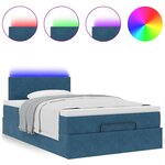 vidaXL Lit ottoman avec matelas et LED bleu foncé 90x200cm velours