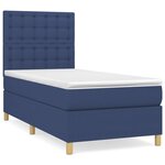 vidaXL Sommier à lattes de lit avec matelas Bleu 90x190 cm Tissu